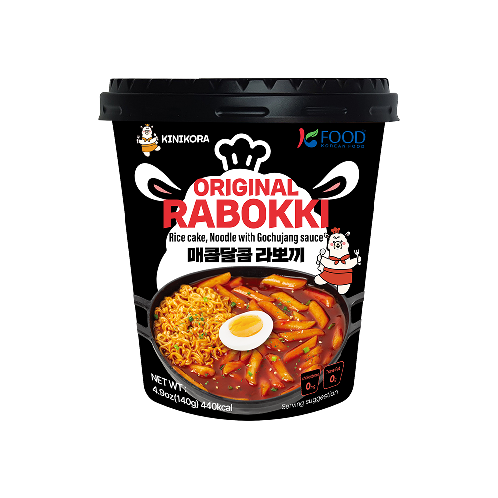 KINIKORA Premium Instant Rabokki Cup - Original Flavor, 2 Cups, Korean Ramen & Tteokbokki, Quick and